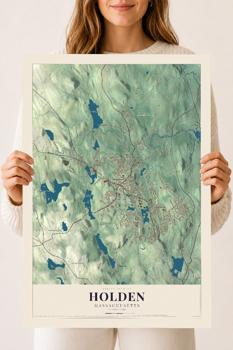 Holden, Massachusetts map print - 18 x 24 archival matte print