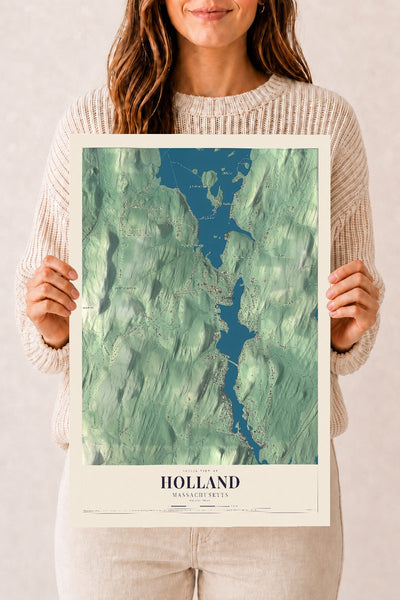 Holland, Massachusetts map print - 12 x 18 archival matte print