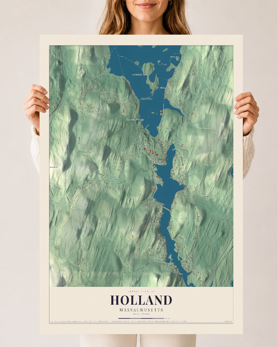 Holland, Massachusetts map print - 24 x 36 archival matte print