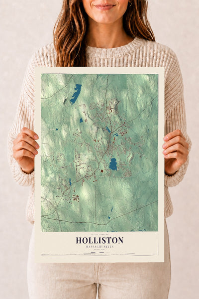 Holliston, Massachusetts map print - 12 x 18 archival matte print