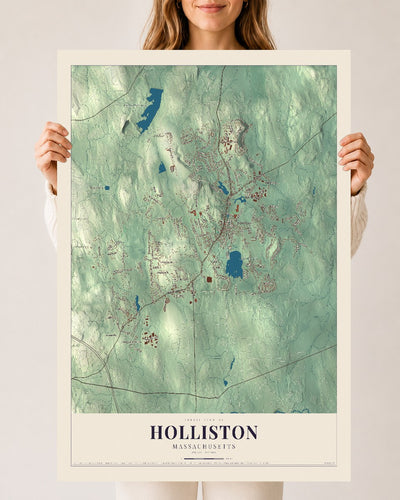 Holliston, Massachusetts map print - 24 x 36 archival matte print
