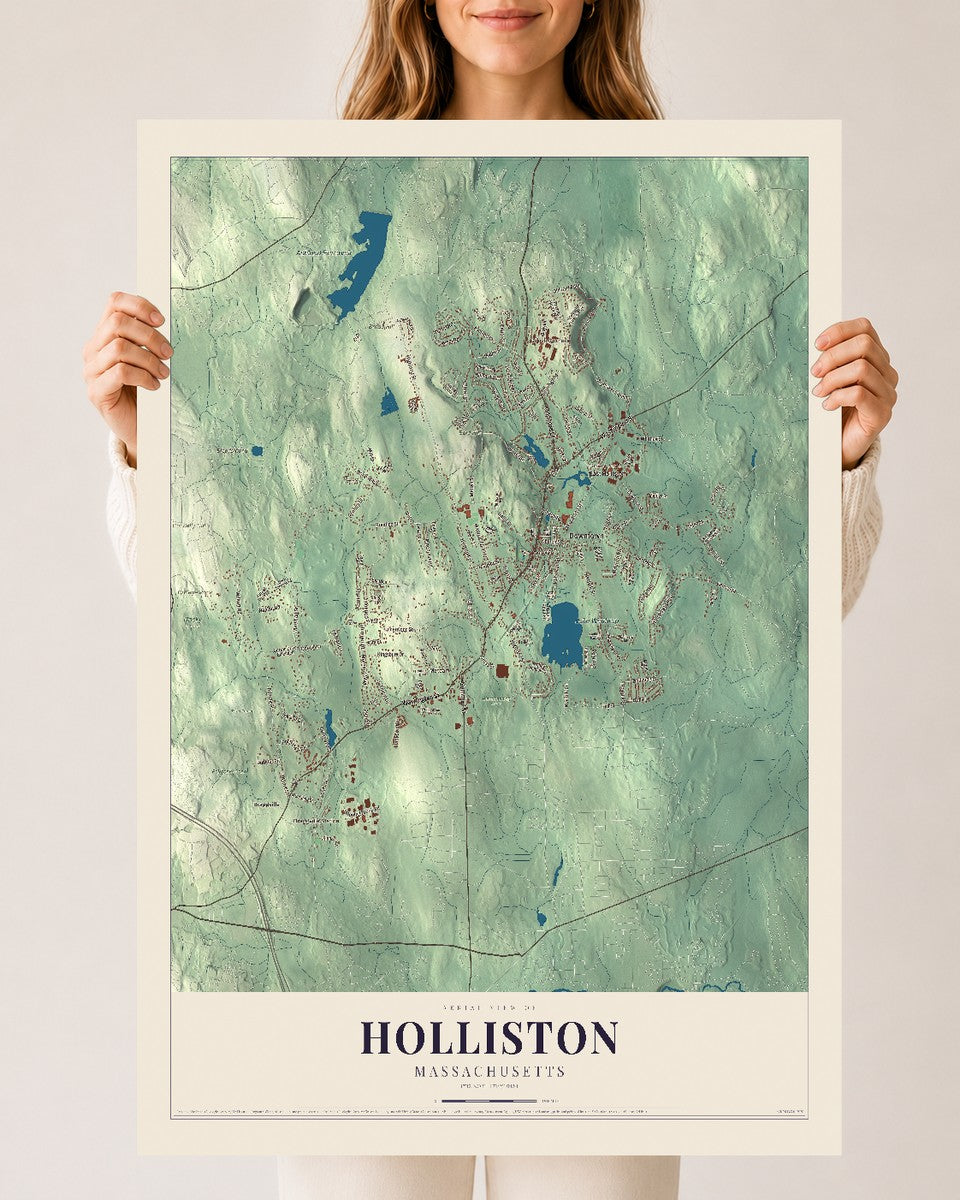 Holliston, Massachusetts map print - 24 x 36 archival matte print