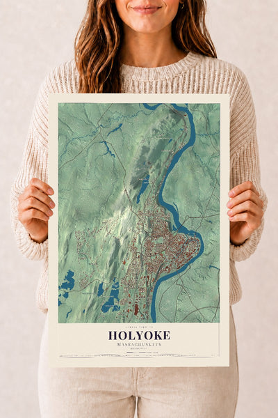 Holyoke, Massachusetts map print - 12 x 18 archival matte print