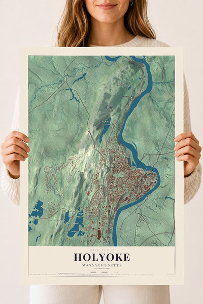 Holyoke, Massachusetts map print - 18 x 24 archival matte print
