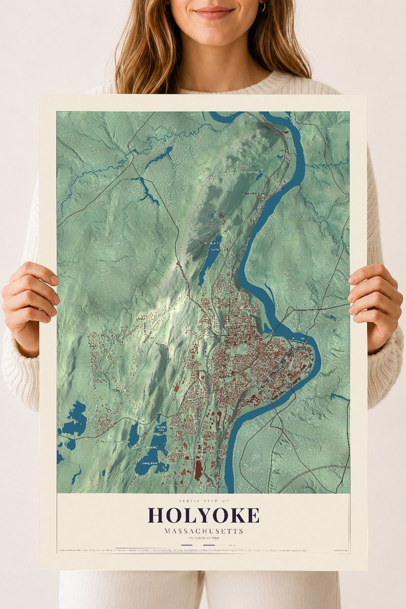 Holyoke, Massachusetts map print - 18 x 24 archival matte print