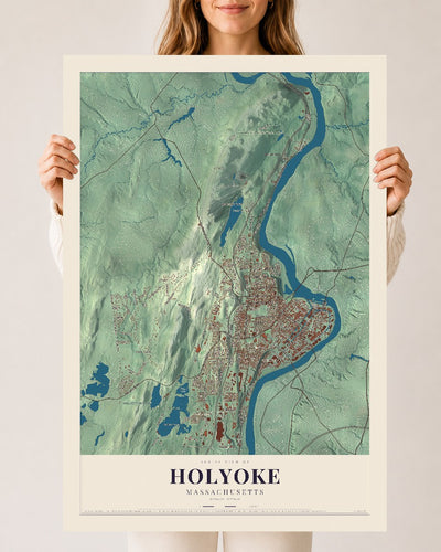 Holyoke, Massachusetts map print - 24 x 36 archival matte print