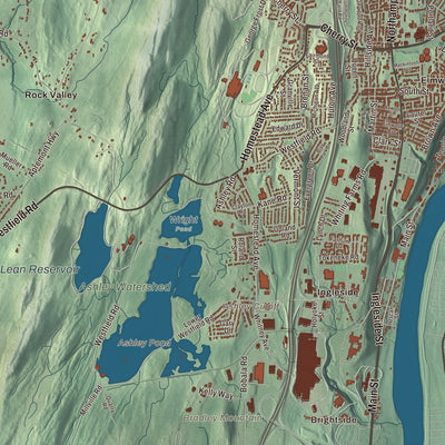 Terrain and local geography detail from the Holyoke, Massachusetts map
