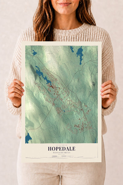 Hopedale, Massachusetts map print - 12 x 18 archival matte print