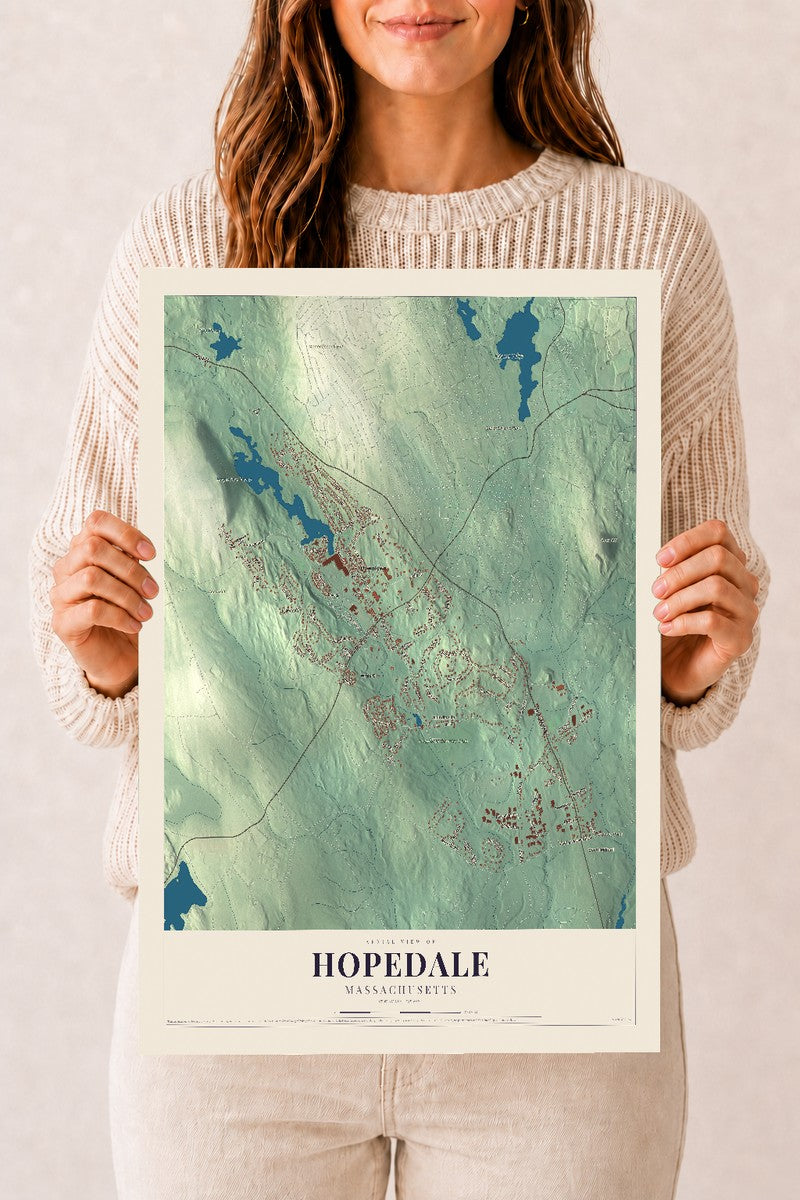 Hopedale, Massachusetts map print - 12 x 18 archival matte print