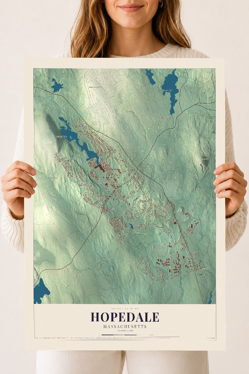 Hopedale, Massachusetts map print - 18 x 24 archival matte print