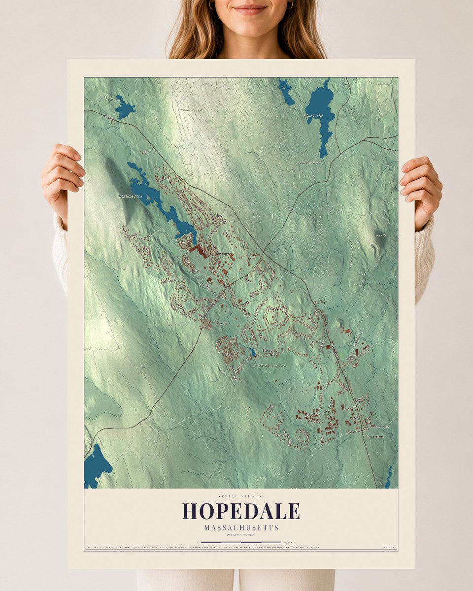 Hopedale, Massachusetts map print - 24 x 36 archival matte print