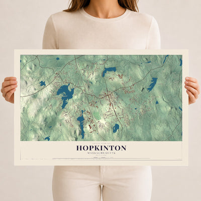 Hopkinton, Massachusetts map print - 12 x 18 archival matte print