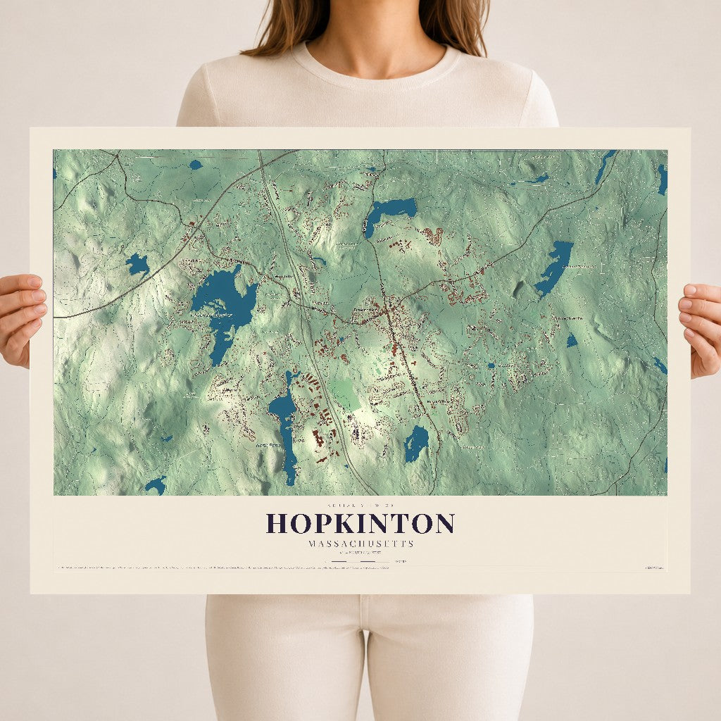 Hopkinton, Massachusetts map print - 18 x 24 archival matte print