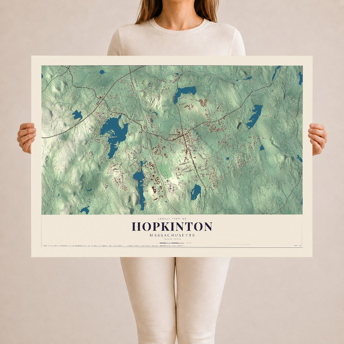 Hopkinton, Massachusetts map print - 24 x 36 archival matte print