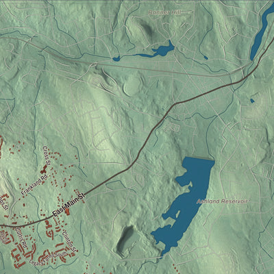 Terrain and local geography detail from the Hopkinton, Massachusetts map