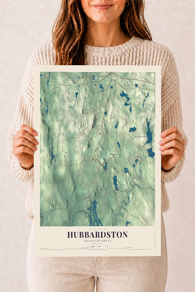 Hubbardston, Massachusetts map print - 12 x 18 archival matte print