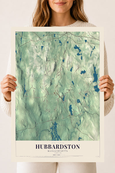 Hubbardston, Massachusetts map print - 18 x 24 archival matte print