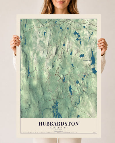Hubbardston, Massachusetts map print - 24 x 36 archival matte print