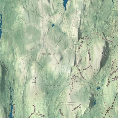 Terrain and local geography detail from the Hubbardston, Massachusetts map