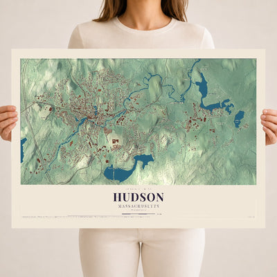Hudson, Massachusetts map print - 18 x 24 archival matte print