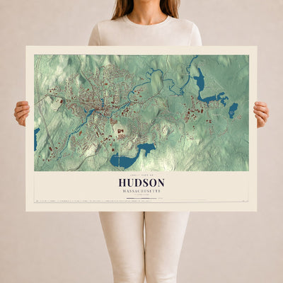 Hudson, Massachusetts map print - 24 x 36 archival matte print