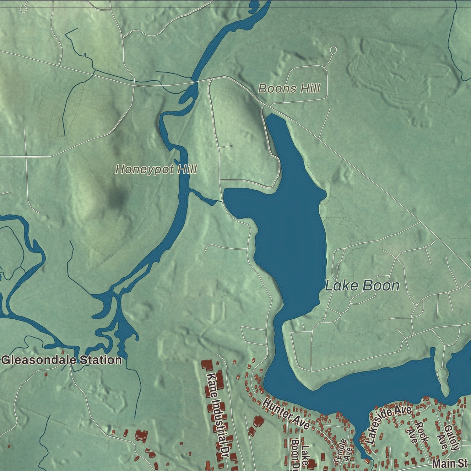 Terrain and local geography detail from the Hudson, Massachusetts map