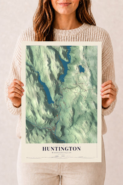 Huntington, Massachusetts map print - 12 x 18 archival matte print