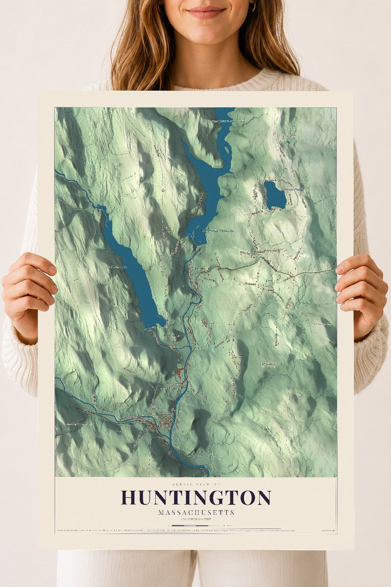 Huntington, Massachusetts map print - 18 x 24 archival matte print