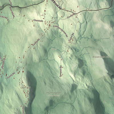Terrain and local geography detail from the Huntington, Massachusetts map