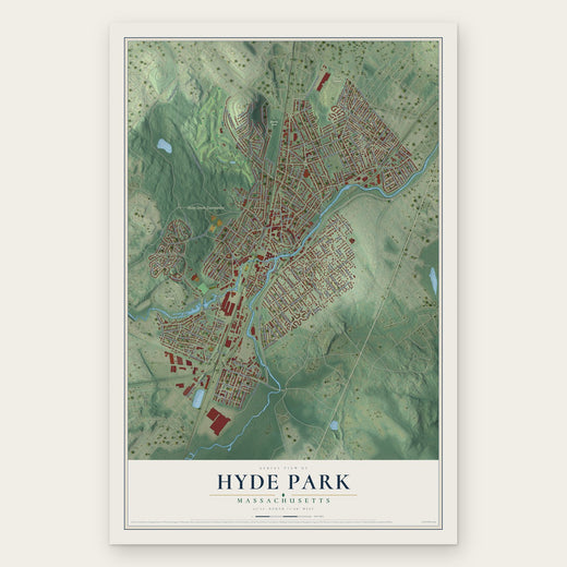Hyde Park, Massachusetts map print, the full design