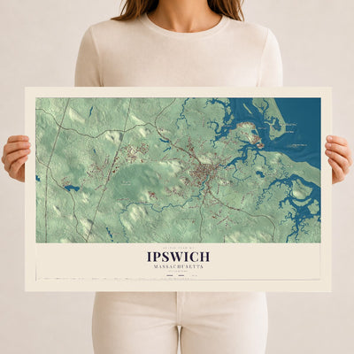 Ipswich, Massachusetts map print - 12 x 18 archival matte print