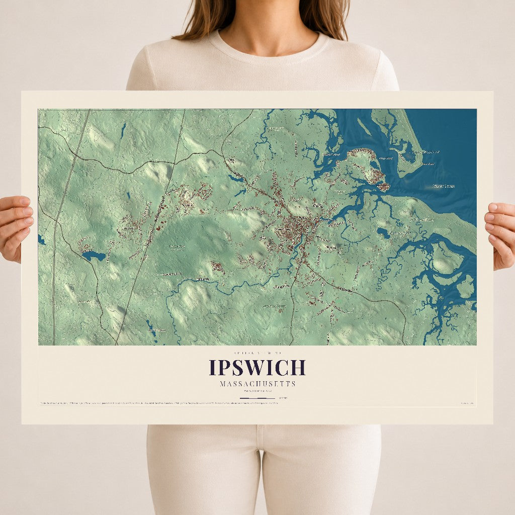 Ipswich, Massachusetts map print - 18 x 24 archival matte print