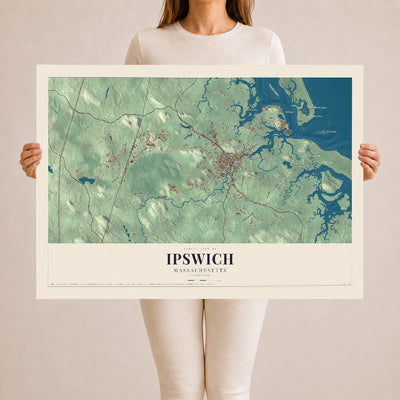 Ipswich, Massachusetts map print - 24 x 36 archival matte print
