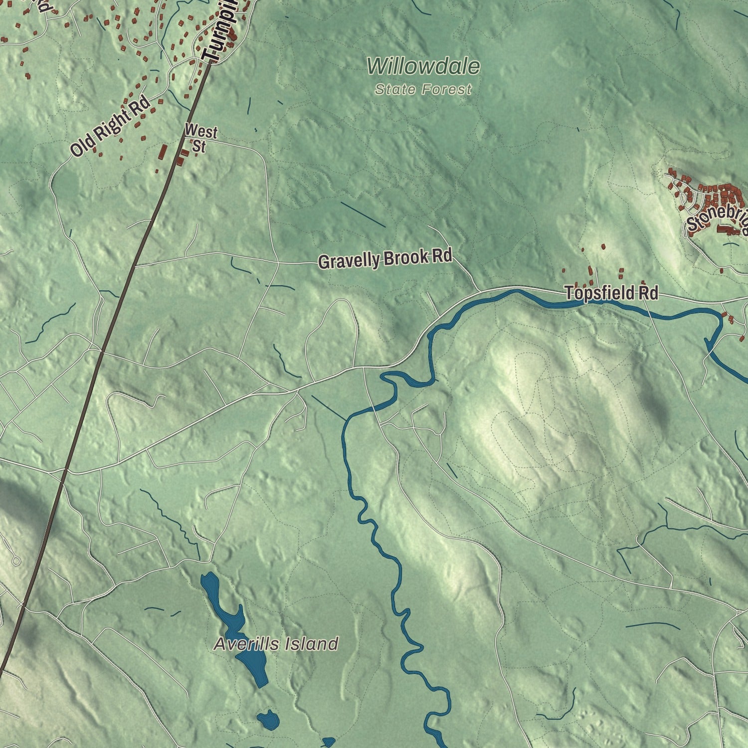 Terrain and local geography detail from the Ipswich, Massachusetts map