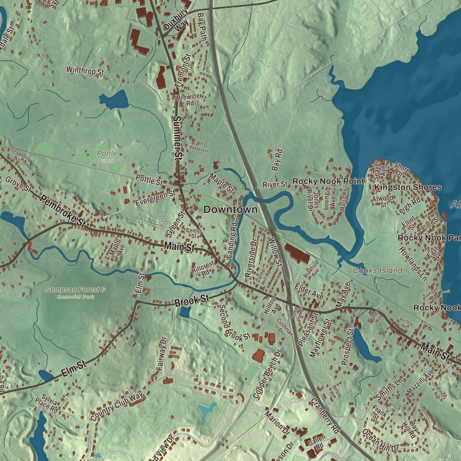 Street and neighborhood detail from the Kingston, Massachusetts map