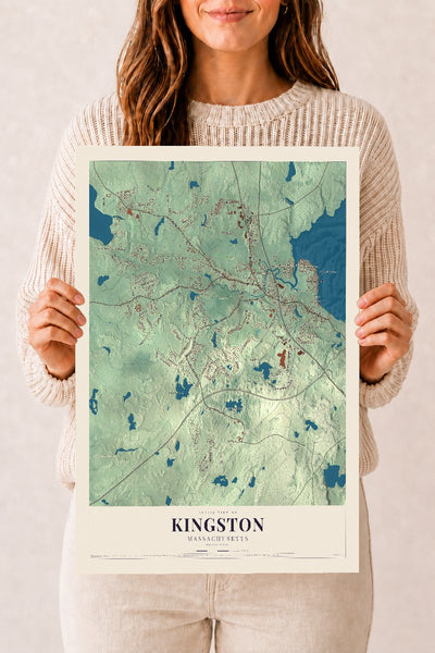 Kingston, Massachusetts map print - 12 x 18 archival matte print