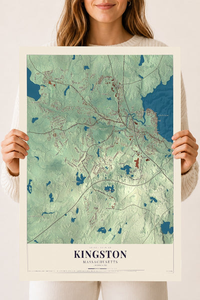 Kingston, Massachusetts map print - 18 x 24 archival matte print