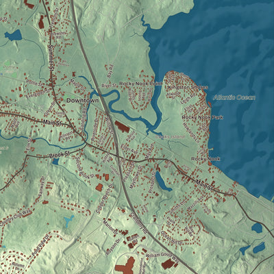 Terrain and local geography detail from the Kingston, Massachusetts map