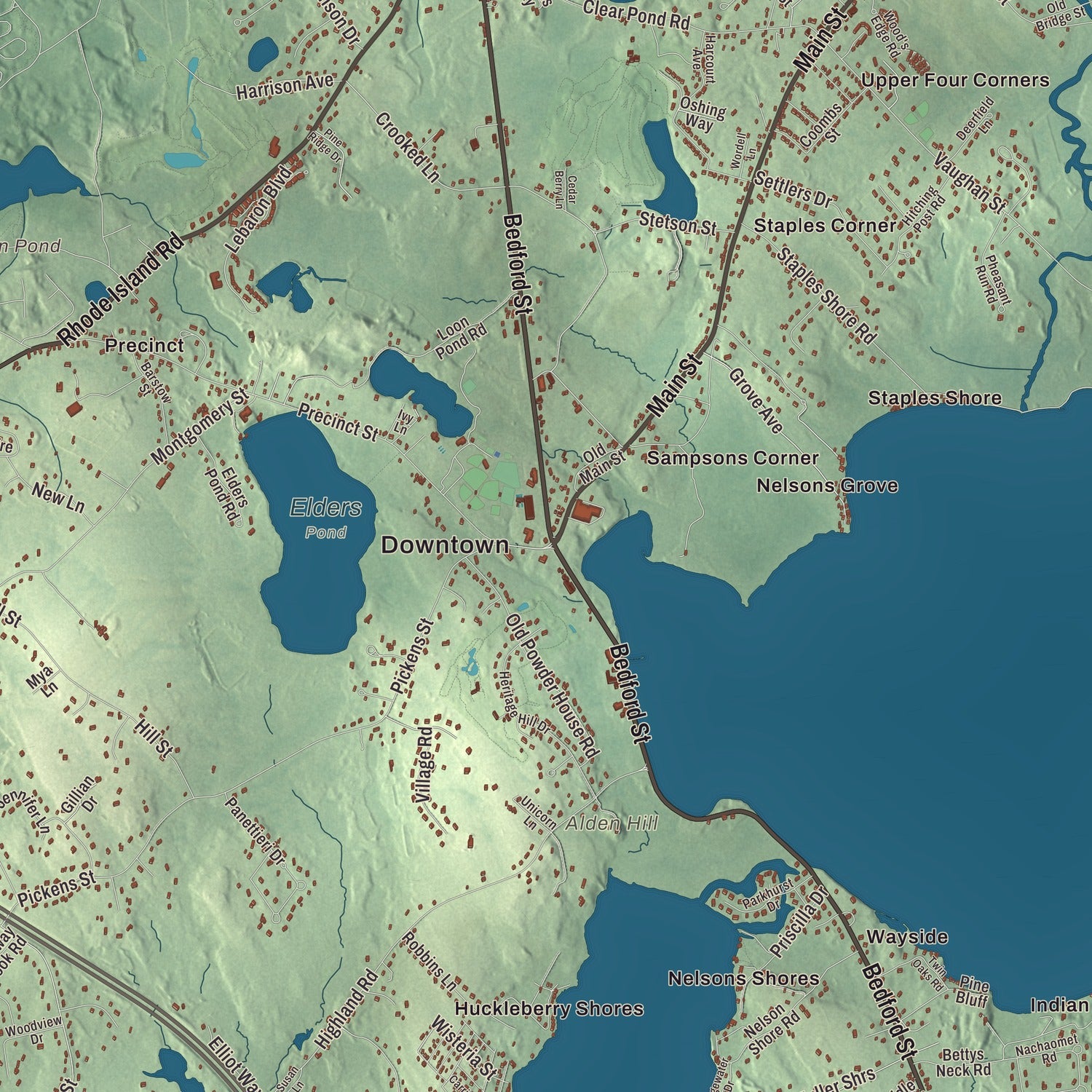 Street and neighborhood detail from the Lakeville, Massachusetts map