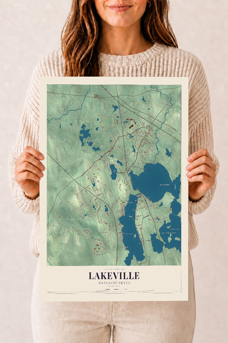 Lakeville, Massachusetts map print - 12 x 18 archival matte print