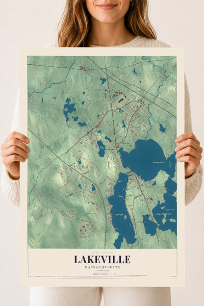 Lakeville, Massachusetts map print - 18 x 24 archival matte print