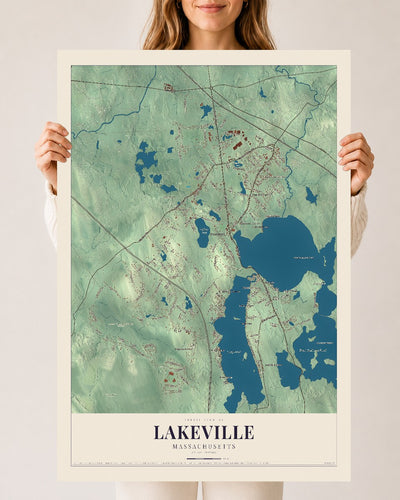 Lakeville, Massachusetts map print - 24 x 36 archival matte print