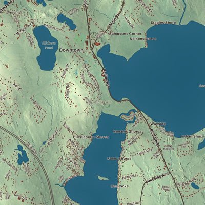 Terrain and local geography detail from the Lakeville, Massachusetts map