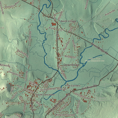 Street and neighborhood detail from the Lancaster, Massachusetts map