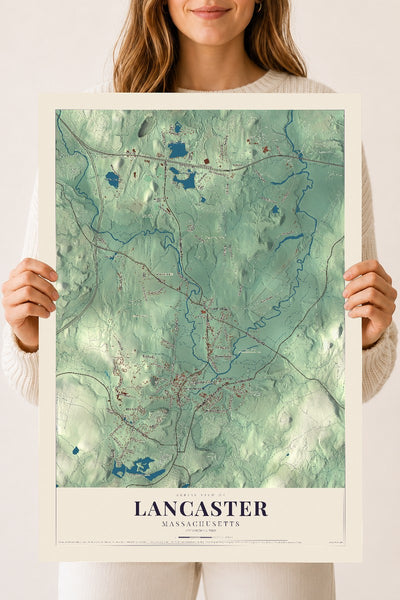 Lancaster, Massachusetts map print - 18 x 24 archival matte print