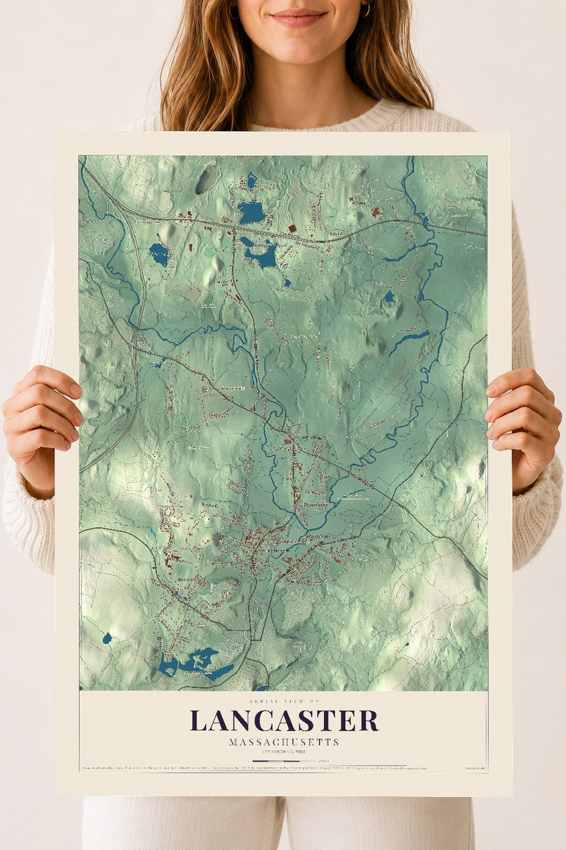 Lancaster, Massachusetts map print - 18 x 24 archival matte print