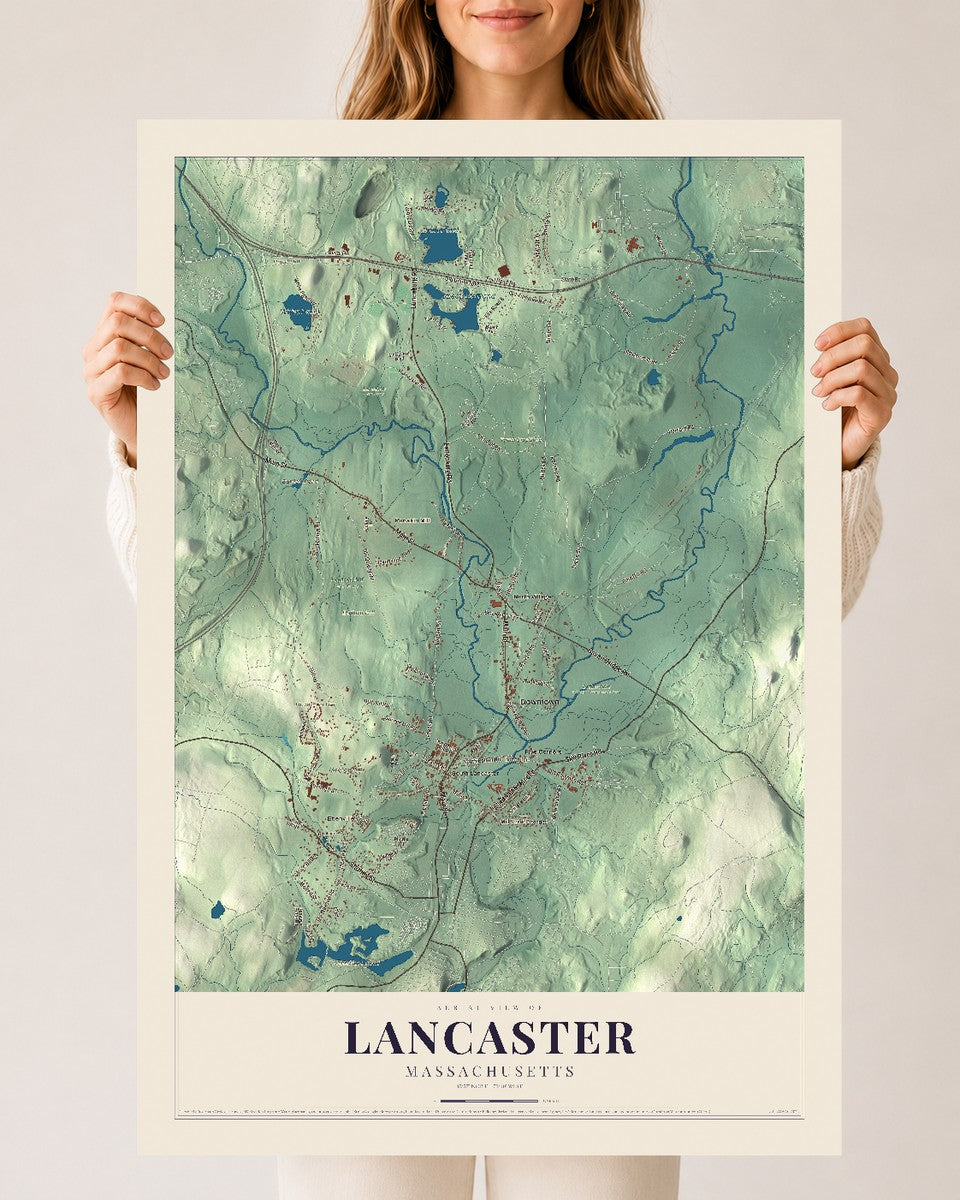 Lancaster, Massachusetts map print - 24 x 36 archival matte print