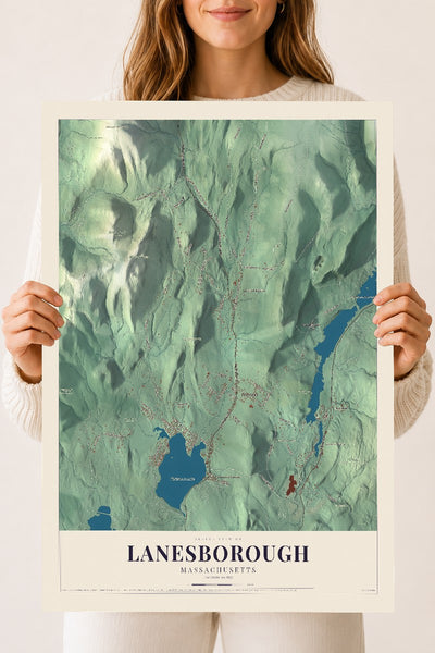 Lanesborough, Massachusetts map print - 18 x 24 archival matte print