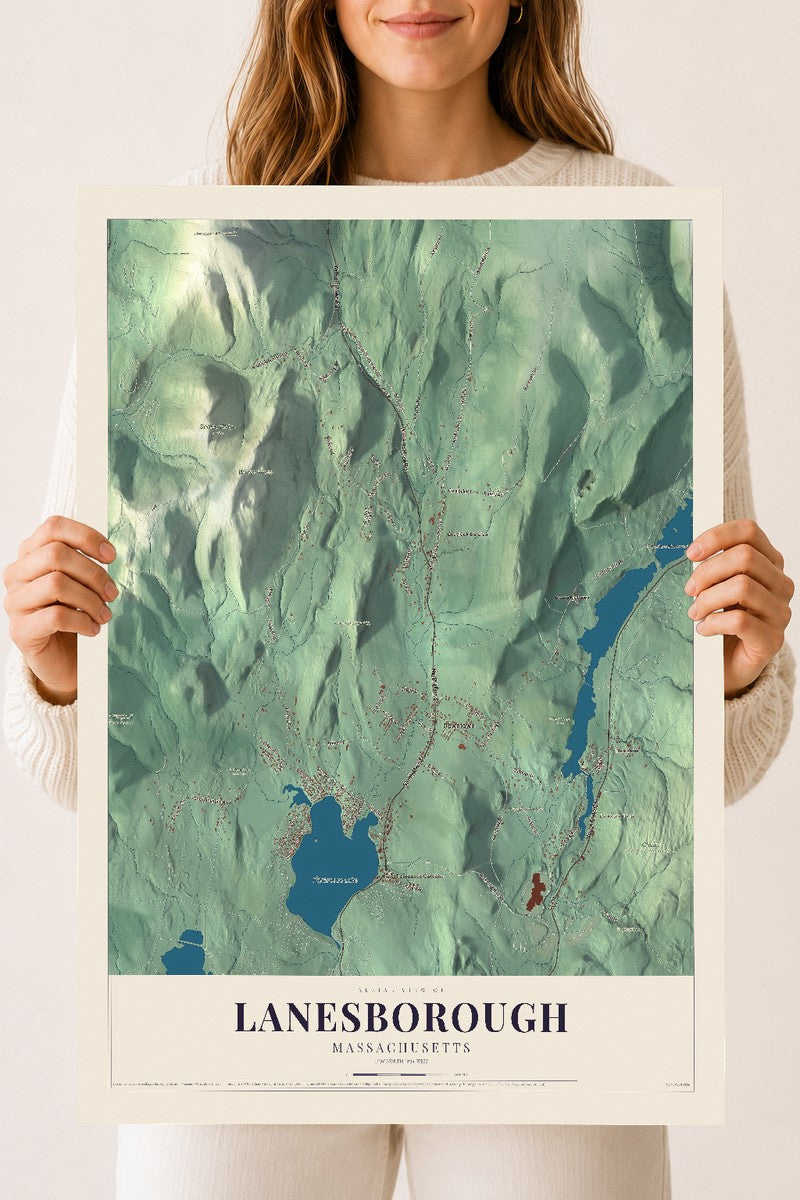 Lanesborough, Massachusetts map print - 18 x 24 archival matte print