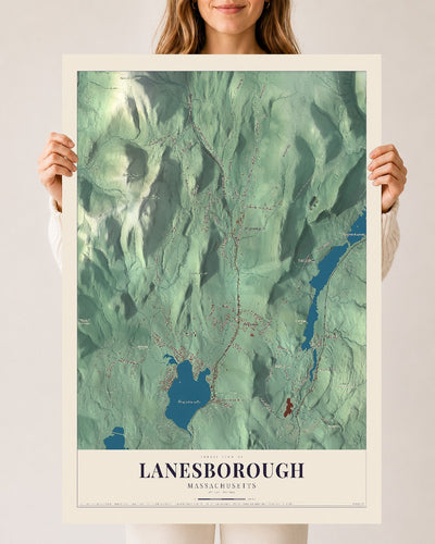 Lanesborough, Massachusetts map print - 24 x 36 archival matte print